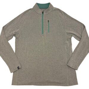 Free Fly Apparel Men's Quarter Zip Pullover – Size L – Gray w/ Teal Zipper